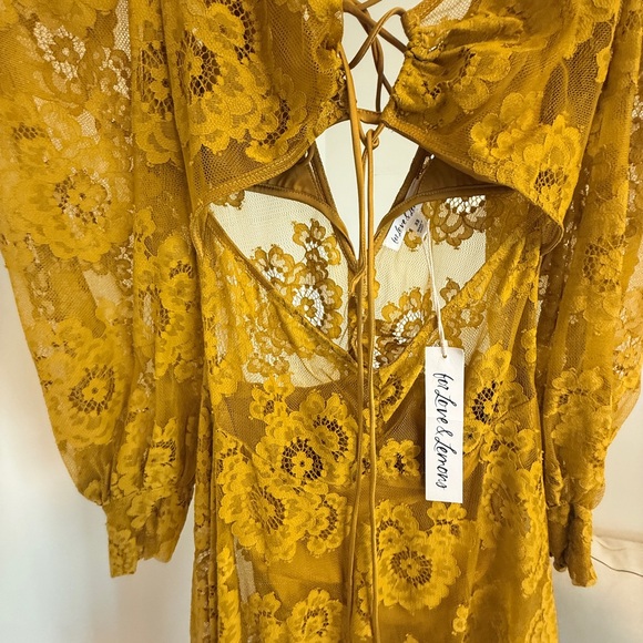 For Love And Lemons - NWT Tiana Midi Dress in Yellow - Picture 4 of 5